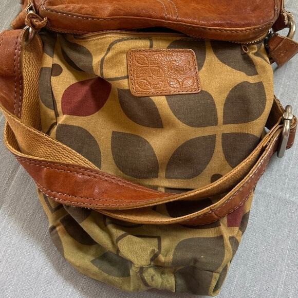 Fossil Tan Leather Boho Handbag Western Shoulder Crossbody 10x11x3 - Picture 6 of 11